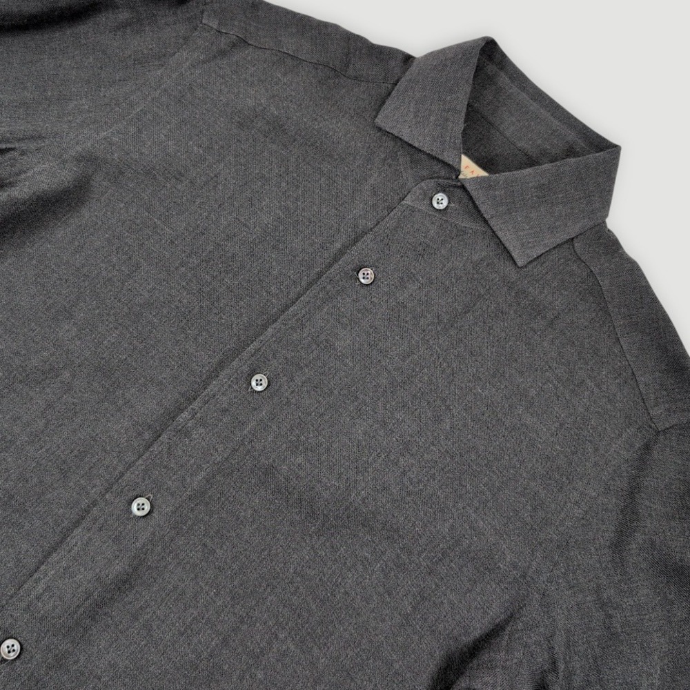 Luca Faloni Cotton Cashmere Dress Shirt Mens 15 Gray Made in Italy Quiet Luxury